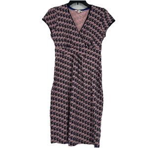 Boden Casual Jersey Every Day Dress Flamingo Print Pink Blue Cap Sleeve Size 4R